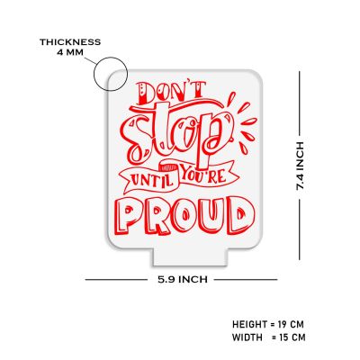 Motivational Night Lamp Don’t Stop Until You are Proud Engraved Quote Night Lamp with Warm White Light & USB Powered
